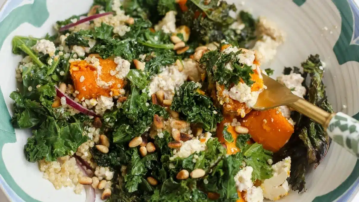 Creamy Tahini, Kale & Pumpkin Salad
