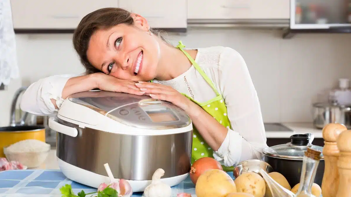 woman with a crock pot
