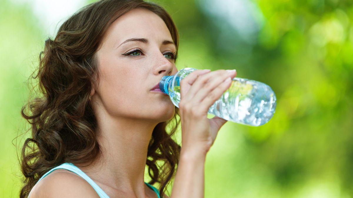 woman drinking water
