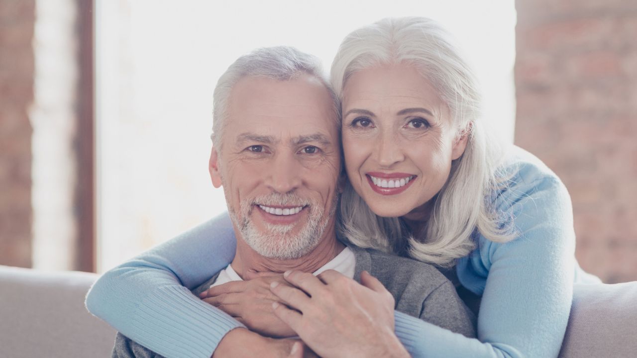 mature couple hugging