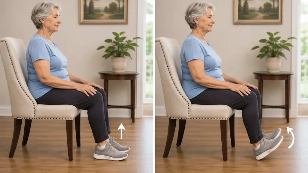 Seated Heel and Toe Raises to Improve Foot Clearance